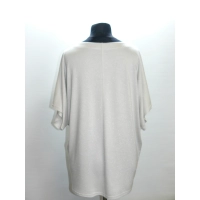 Delikatny wieczorowy SWETER Oversize z dekoltem - srebrny błysk